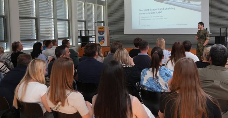 NATO Joint Support and Enabling Command - JSEC (@jsecnato) on Twitter photo #JSEC welcomed more than 40 teachers of the vocational school #NeuUlm to brief about our task & mission.
After a short tour through the #WilhelmsburgBarracks, the participants listened to an engaging presentation followed by a Q&A session about JSEC's role in the #NATO world. #JSEC welcomed more than 40 teachers of the vocational school #NeuUlm to brief about our task & mission.
After a short tour through the #WilhelmsburgBarracks, the participants listened to an engaging presentation followed by a Q&A session about JSEC's role in the #NATO world.