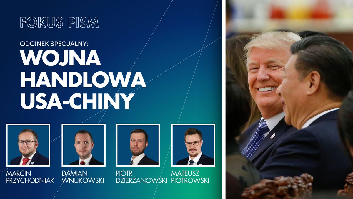 PISM (@pism_poland) on Twitter photo 🎙️ Dziś zapraszamy na specjalny odcinek Fokusa, w którym <a href="/Molos123/">Marcin Przychodniak</a>, <a href="/WnukowskiDamian/">Damian Wnukowski</a>, <a href="/p_dzierzanowski/">Piotr Dzierżanowski</a> i <a href="/m_m_piotrowski/">Mateusz M. Piotrowski</a> rozmawiają na temat wojny handlowej USA🇺🇸-Chiny🇨🇳.
🔸 O co w niej chodzi i na jakich frontach się toczy?
🔸 Jak odnoszą się do niej inne państwa?
🔸 Jaki 🎙️ Dziś zapraszamy na specjalny odcinek Fokusa, w którym <a href="/Molos123/">Marcin Przychodniak</a>, <a href="/WnukowskiDamian/">Damian Wnukowski</a>, <a href="/p_dzierzanowski/">Piotr Dzierżanowski</a> i <a href="/m_m_piotrowski/">Mateusz M. Piotrowski</a> rozmawiają na temat wojny handlowej USA🇺🇸-Chiny🇨🇳.
🔸 O co w niej chodzi i na jakich frontach się toczy?
🔸 Jak odnoszą się do niej inne państwa?
🔸 Jaki