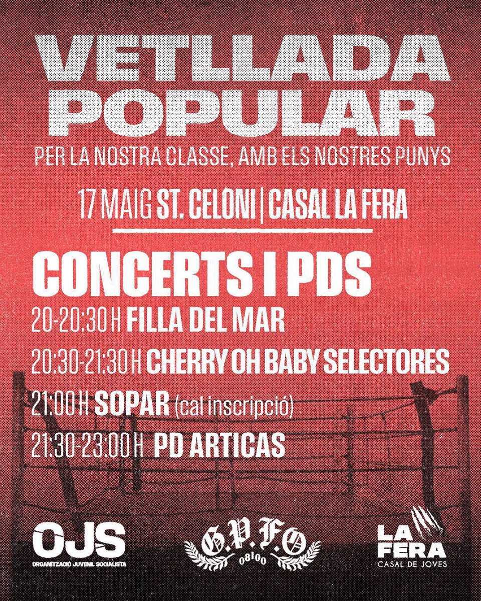 🔴 PROGRAMACIÓ CONCERTS I PDS

➡️ Si us quedeu a sopar, cal que us inscriviu al següent enllaç:

cryptpad.fr/form/#/2/form/…