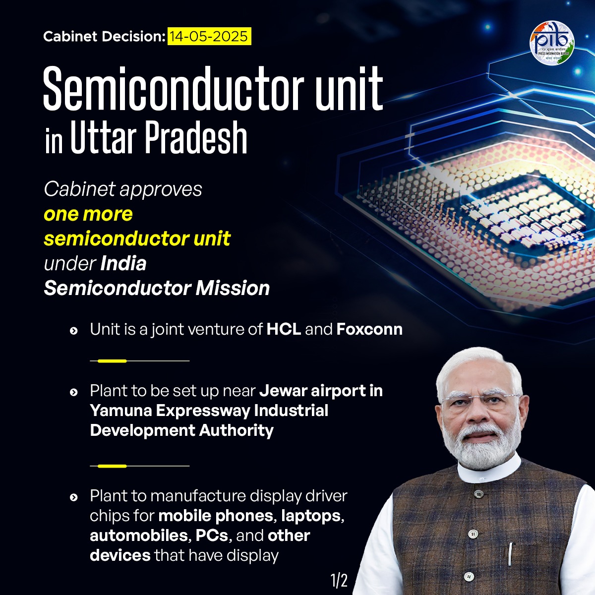 PIB India (@pib_india) on Twitter photo #Cabinet chaired by Prime Minister <a href="/narendramodi/">Narendra Modi</a> today approved the establishment of one more semiconductor unit under India Semiconductor Mission.
➡️Already five semiconductor units are in advanced stages of construction. With this sixth unit, Bharat moves forward in its #Cabinet chaired by Prime Minister <a href="/narendramodi/">Narendra Modi</a> today approved the establishment of one more semiconductor unit under India Semiconductor Mission.
➡️Already five semiconductor units are in advanced stages of construction. With this sixth unit, Bharat moves forward in its