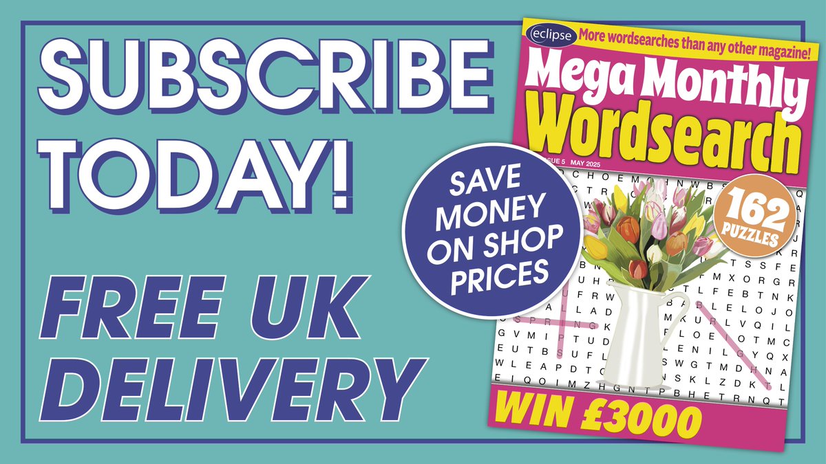 Get 3 issues for just £5 this spring!🧩 

With over 150 word searches in every issue, featuring themed puzzles and challenges for every skill level, Mega Monthly Wordsearch is the go-to magazine for puzzle lovers.   

Click here for our offers: bit.ly/4iKXj0F