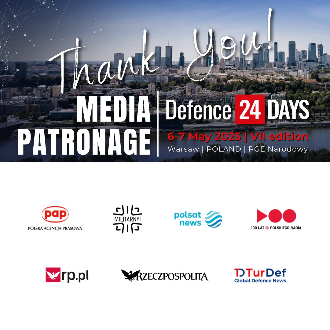 Defence24Days (@defence24days) on Twitter photo Dziękujemy za objęcie patronatem medialnym konferencji #Defence24Days 2025.
<a href="/PAPinformacje/">PAP</a>
<a href="/militarnyi/">Militarnyi</a>
<a href="/PolsatNewsPL/">PolsatNews.pl</a>
<a href="/polskieradiopl/">Polskie Radio</a>
<a href="/rzeczpospolita/">Rzeczpospolita</a>
<a href="/turdefcom/">TurDef</a>
#DefenceDays #D24Days #konferencja2025 #bezpieczeństwo #obronność #Warszawa #Polska #PGENarodowy #conference2025 Dziękujemy za objęcie patronatem medialnym konferencji #Defence24Days 2025.
<a href="/PAPinformacje/">PAP</a>
<a href="/militarnyi/">Militarnyi</a>
<a href="/PolsatNewsPL/">PolsatNews.pl</a>
<a href="/polskieradiopl/">Polskie Radio</a>
<a href="/rzeczpospolita/">Rzeczpospolita</a>
<a href="/turdefcom/">TurDef</a>
#DefenceDays #D24Days #konferencja2025 #bezpieczeństwo #obronność #Warszawa #Polska #PGENarodowy #conference2025