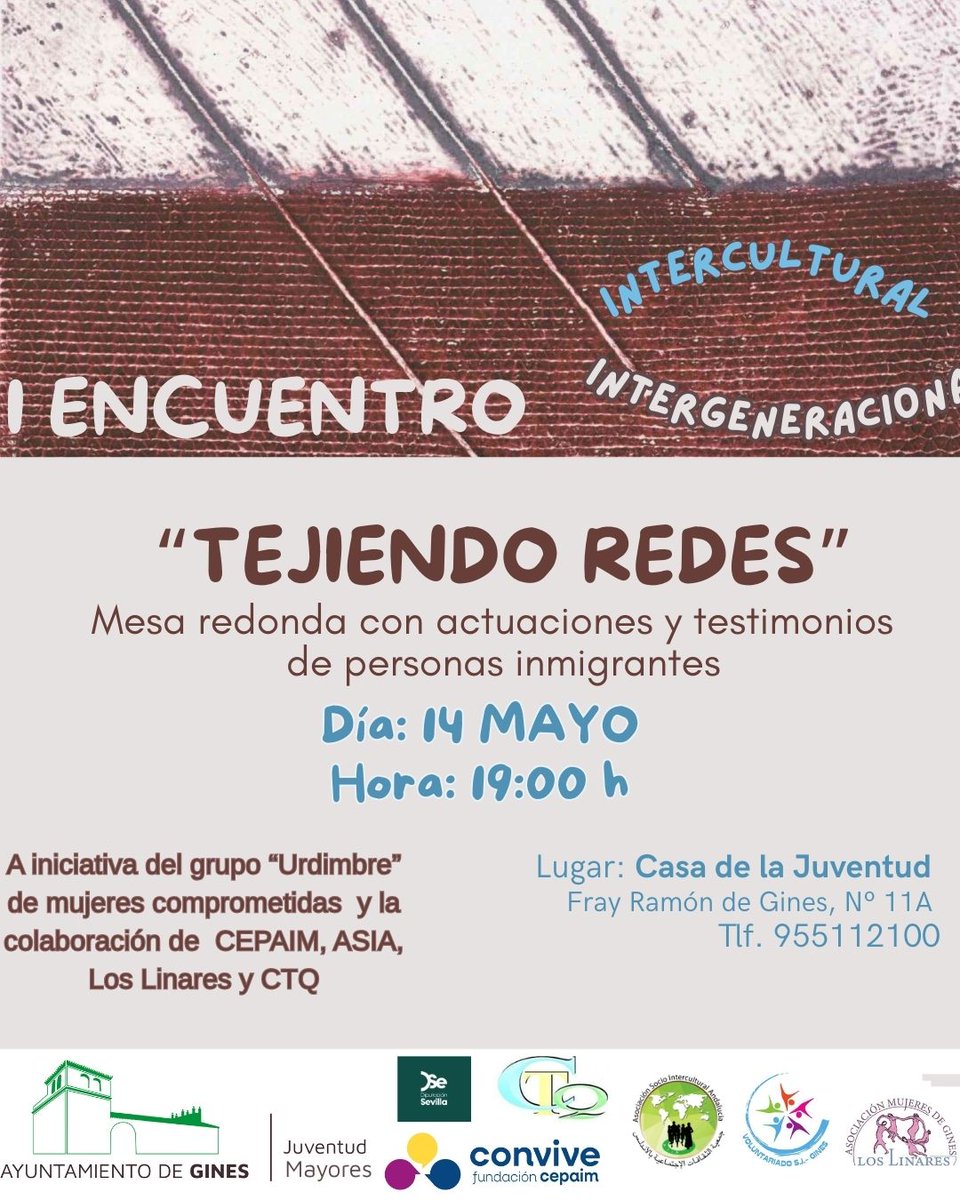 "Tejiendo redes" una propuesta de los mayores para vosotr@s. Nos encantaría veros esta tarde y que conozcáis a estas personas que han llegado a nuestro país desde distintas partes del mundo para trabajar y tener un futuro😘 #noalaxenofobia