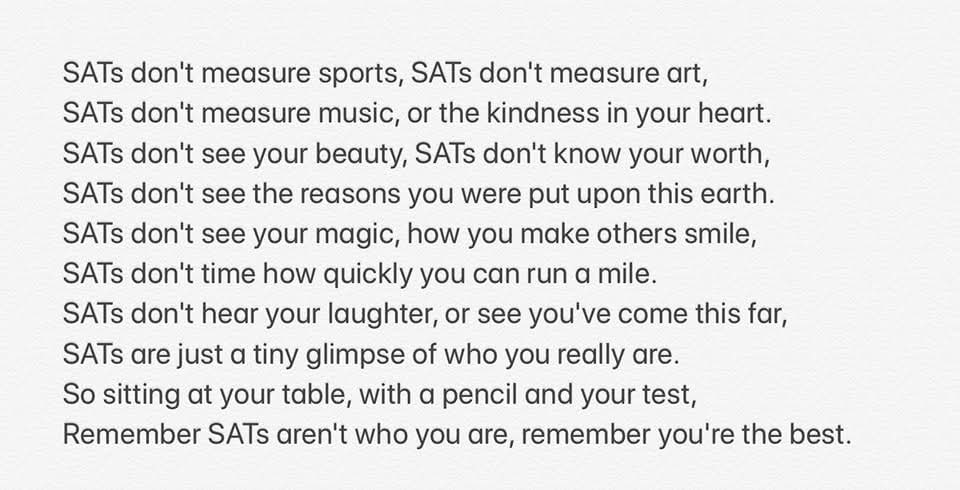 Praying for all students taking their SATs this week.

🙏🏽🙏🏻🙏🏿🙏🏼