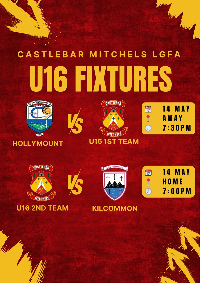U16 Match Day!

The sun’s out, weather is dry – no better place to be this evening than backing our girls!

1st Team
📍 Away to Hollymount
⏰ 7:30 PM

2nd Team
📍 Home vs Kilcommon
⏰ 7:00 PM

Best of luck to both teams &amp; management!