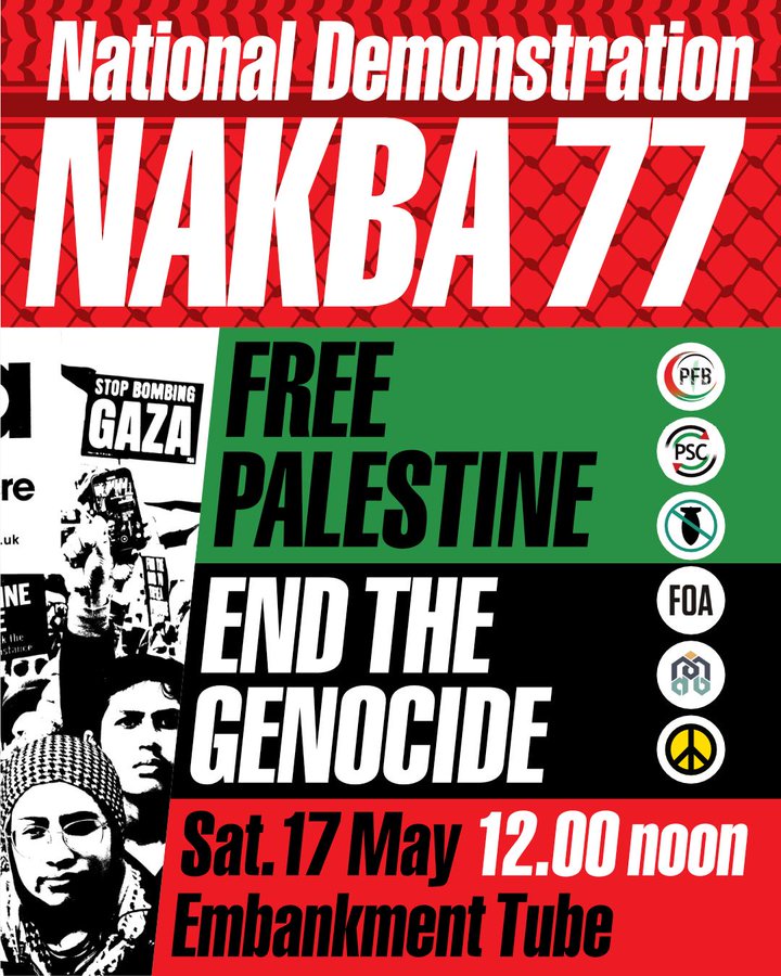 Join us on Saturday as we take to the streets with all our grief and outrage, demanding an immediate arms embargo on Israel.