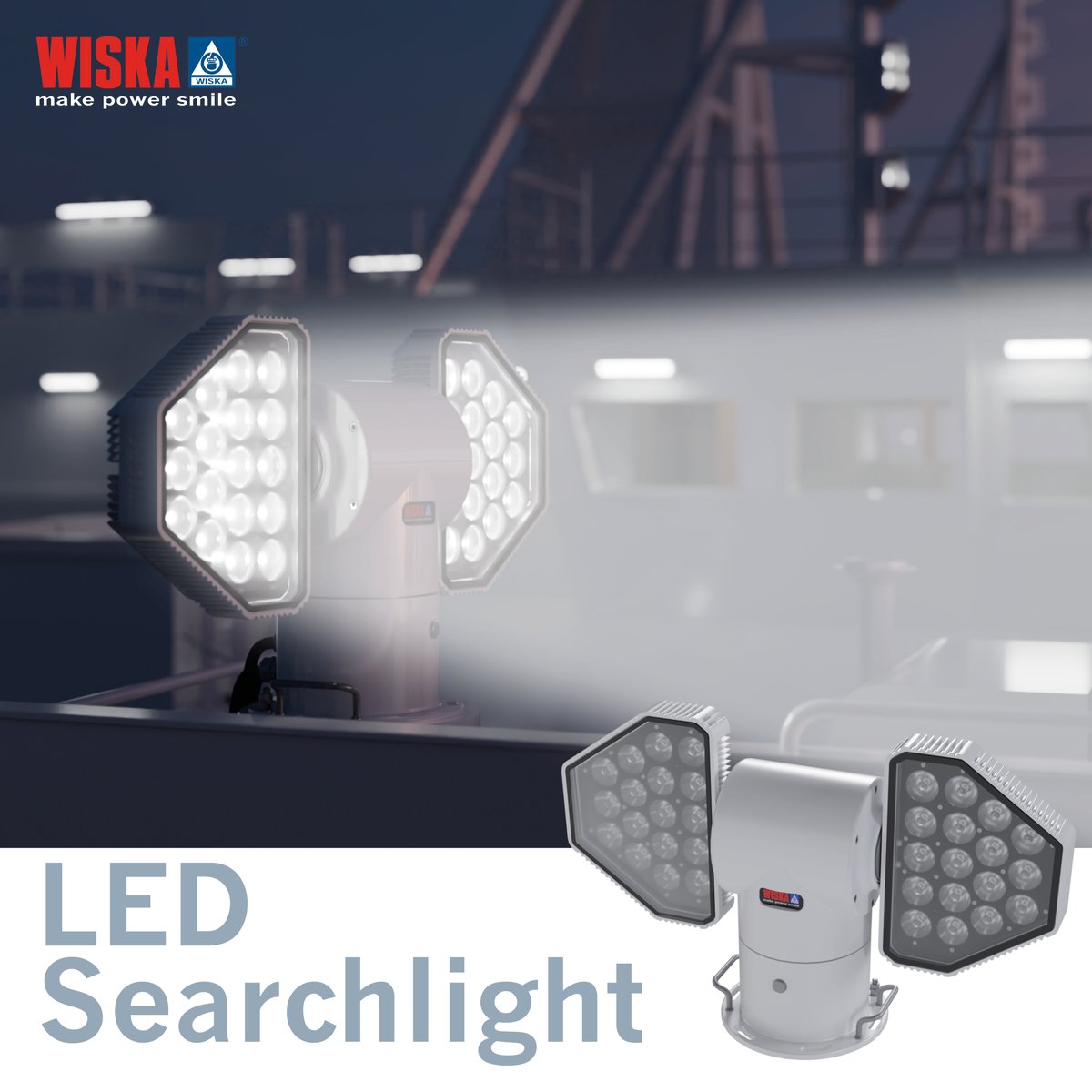 WISKAUKLtd's tweet image. Meet the LED Searchlight! 💡⚡️

Shining bright at sea, handling the toughest maritime conditions. 

See the full maritime lighting range 👉  youtube.com/watch?v=U8i6Qz… 

WISKA, make power smile 

#WISKA #LEDSearchlight #Maritime