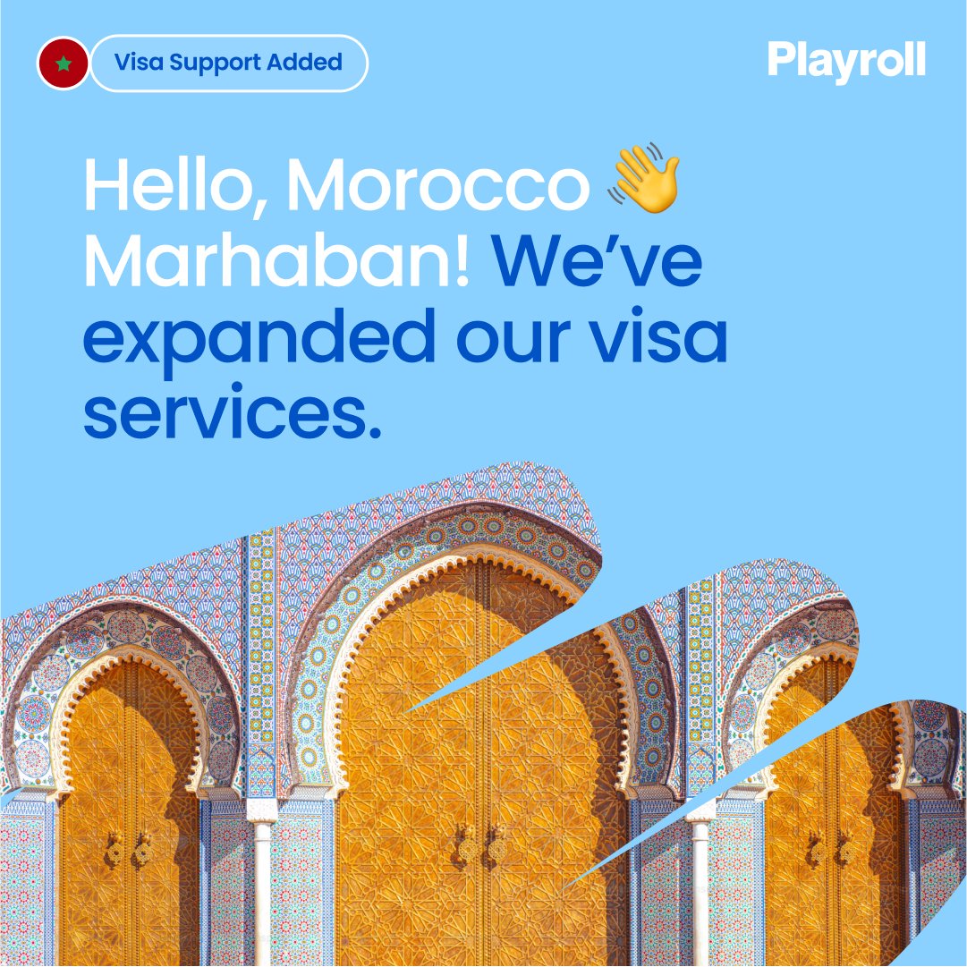 🌍 Exciting news! Our visa services are now available in Morocco! 🎉 If you're expanding your team, we offer end-to-end visa services to make your process stress-free. Learn more: eu1.hubs.ly/H0k2Nkn0

#GlobalExpansion #VisaSupport #Morocco #VisaServices