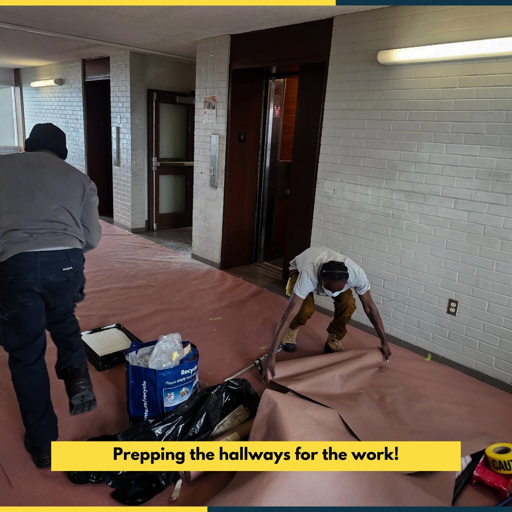Trainees in Action at 10 Glen Everest Rd!

Our trainees have been hard at work painting walls, ceilings, and doors as part of a TCHC project.

Partnerships like the one we have with TCHC are key to helping us train and employ residents who face barriers to employment.
