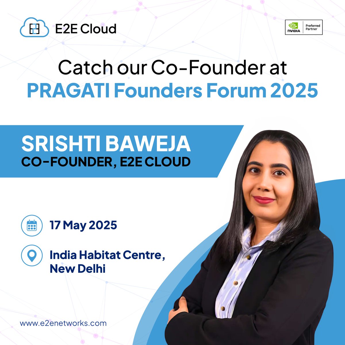 We’re excited to share that our Co-Founder, Srishti Baweja, will be speaking at the #PRAGATI Founders Forum 2025, hosted by iHub-AWADH, IIT Ropar! 🎤✨

Srishti has been at the core of E2E Cloud’s journey—leading finance, legal, HR, and strategy with precision and purpose.