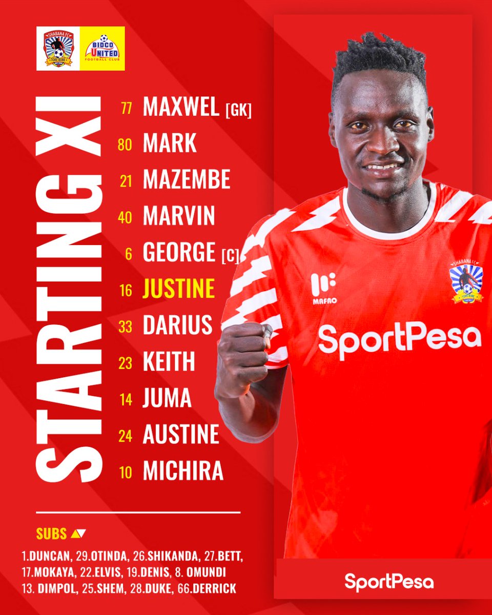 Kikosi chetu kitakachoanza dhidi ya Bidco United jioni ya leo. 

Mgeukie jirani yako kisha mwambie imefika awamu ya Kukaanga Bidco United na Mafuta yao wenyewe 🔴⚪🔵