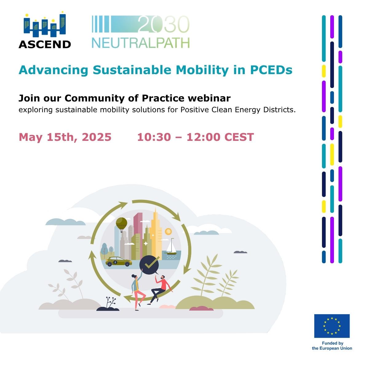 ASCEND Project (@ascend_eu) on Twitter photo ⏳ 30 minutes to go!
Join us + <a href="/neutralpath_/">neutralpath_EU</a> for a webinar on sustainable mobility in #PCEDs 🌱🚦
🗓️ 15 May | 🕥 10:30–12:00 CEST
🌍 Featuring Munich & Zaragoza
No registration needed — join here:
🔗 teams.microsoft.com/dl/launcher/la…
#SustainableMobility #EUSmartCities #EUCitiesMission ⏳ 30 minutes to go!
Join us + <a href="/neutralpath_/">neutralpath_EU</a> for a webinar on sustainable mobility in #PCEDs 🌱🚦
🗓️ 15 May | 🕥 10:30–12:00 CEST
🌍 Featuring Munich & Zaragoza
No registration needed — join here:
🔗 teams.microsoft.com/dl/launcher/la…
#SustainableMobility #EUSmartCities #EUCitiesMission