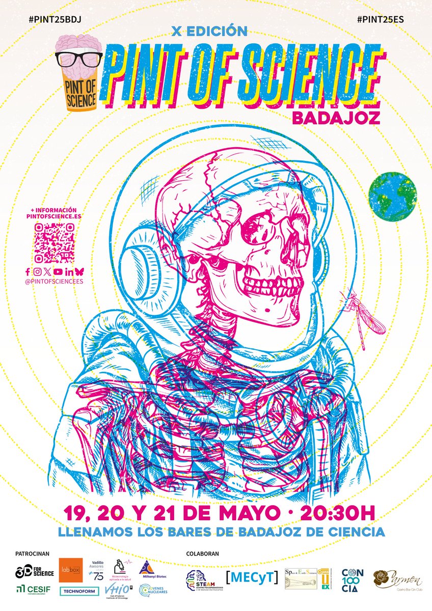 MartinMorientes's tweet photo. 🔙 Vuelve Pint of Science a Badajoz

🚀🌟¡Éstas serán las ponencias que nos inspirarán en #Pint25BDJ!

📆 Nos vemos el 19, 20 y 21 de Mayo en los bares

📢 El gran evento de divulgación científica @pintofsciencees ya tiene sus programa en Badajoz

Ya está aquí #Pint25ES 😍 https://t.co/nWSjOlu6fj