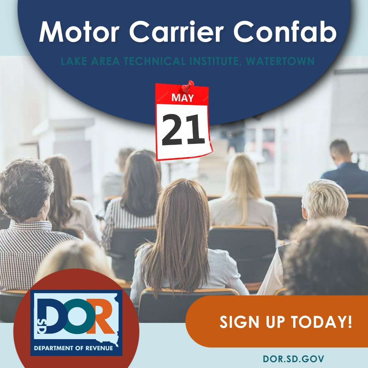 There’s still time to sign up for the free Motor Carrier IFTA/IRP training on May 21st. Sign up today!  dor.sd.gov/calendar/motor…