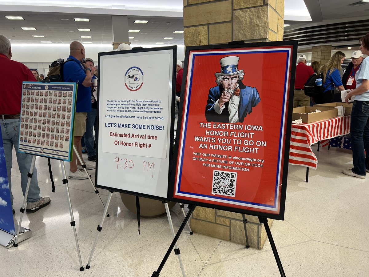 Mitch Fick (@mcfick) on Twitter photo And here we go.
The 55th Eastern Iowa Honor Flight heads out from <a href="/fly_CID/">Eastern Iowa Airport • CID</a> to Washington, D.C. at 6:45. And here we go.
The 55th Eastern Iowa Honor Flight heads out from <a href="/fly_CID/">Eastern Iowa Airport • CID</a> to Washington, D.C. at 6:45.