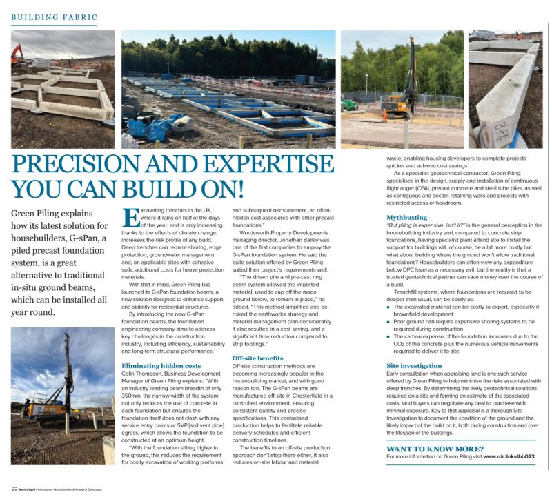 Last month, Green Piling featured in the house building and developer publication PHPD. We thought it would be worth sharing the importance of having foundations designed and installed by a company sharing 25 years in piling and construction.