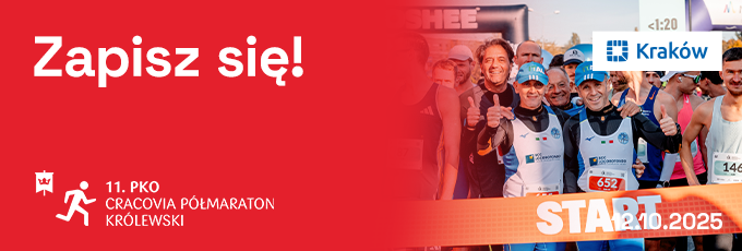 ꜱᴛᴀʀᴛᴜᴊᴇᴍʏ z zapisami do 11. PKO Cracovia Półmaratonu Królewskiego! 12 października widzimy się w Krakowie – czeka Was niezapomniana trasa z widowiskową metą w rozświetlonej TAURON Arena Kraków. Więcej na cracoviapolmaraton.pl