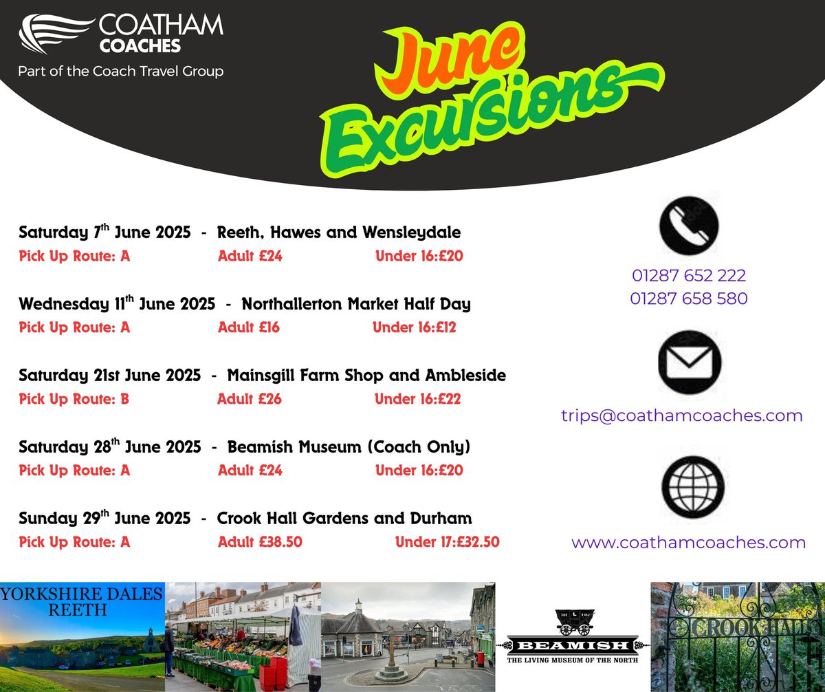 Seats are filling up nicely for our June Excursions
Don't miss out, BOOK TODAY!