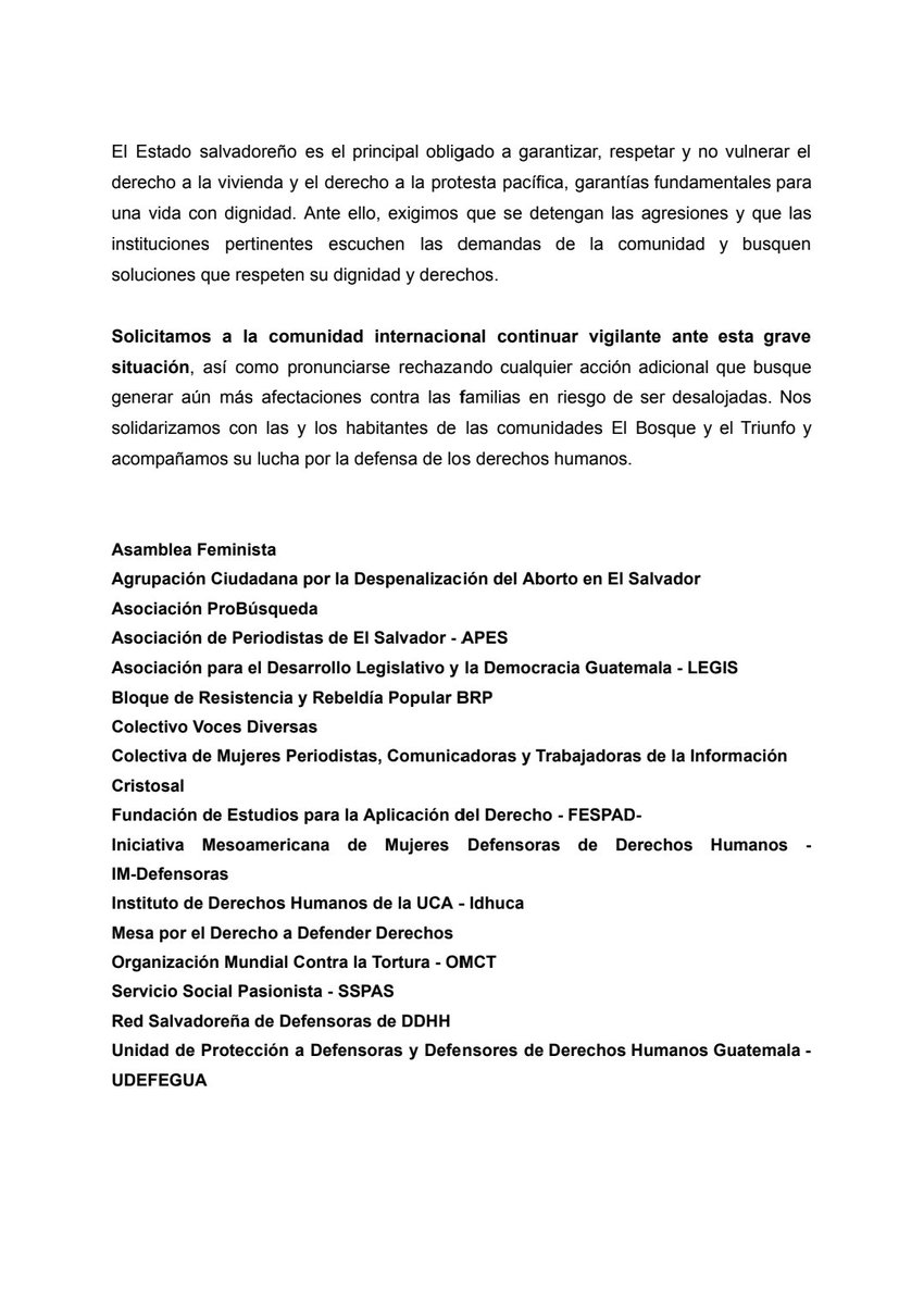 🔴Desde Reds nos sumamos a la denuncia de las agresiones ocurridas contra las comunidades de El Bosque y El Triunfo en Santa Tecla en El Salvador. Denunciamos la represión policial y reclamamos el legítimo derecho a la protesta.