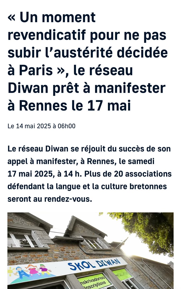 Et hop les écoles Diwan immersives en langue bretonne transforme le jour de la St Yves / Gouel Erwan la fête de la #Bretagne en moment de lutte contre l'austerité à #Rennes !  Mersi bras !  Deomp da #Roazhon !  #bzh letelegramme.fr/cotes-d-armor/…