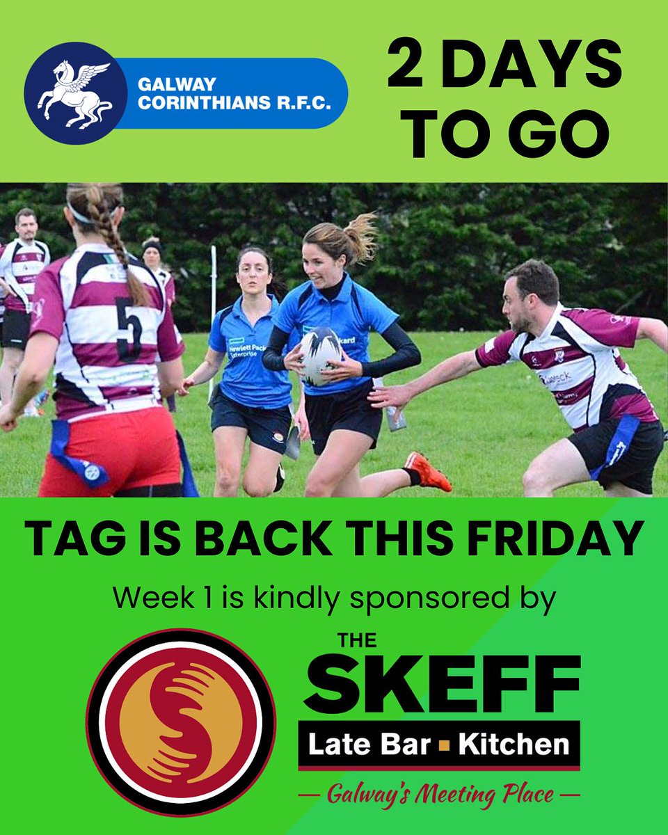 GalwayCorinthiansRFC (@corinthiansrfc) on Twitter photo Not long to wait - Corinthians Tag is back THIS FRIDAY!
Major shoutout to this week’s sponsor <a href="/TheSkeffBar/">The Skeff Bar & Kitchen</a> for their continued and valued support
There are still some sponsorship slots available for the coming weeks. If you’re interested, hit us up! Not long to wait - Corinthians Tag is back THIS FRIDAY!
Major shoutout to this week’s sponsor <a href="/TheSkeffBar/">The Skeff Bar & Kitchen</a> for their continued and valued support
There are still some sponsorship slots available for the coming weeks. If you’re interested, hit us up!