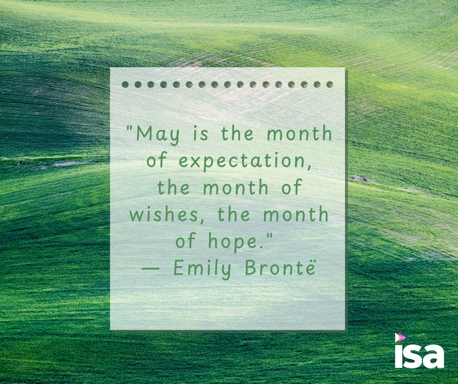 ISA would like to wish you a happy #WellnessWednesday!

"May is the month of expectation, the month of wishes, the month of hope." — Emily Brontë

Consider donating to ISAPAC - a bi-partisan, non-ideological political organization. Donate here: ow.ly/cvC250THa0e