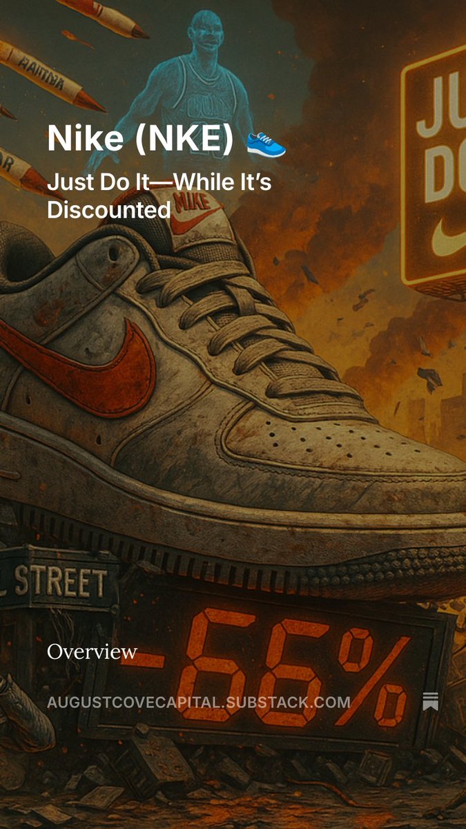 andrewplohy's tweet image. Nike is getting obliterated. Down 66% from the highs. Tariffs, China, weak hands. But the brand? Still elite. This is blood-in-the-streets territory. $NKE