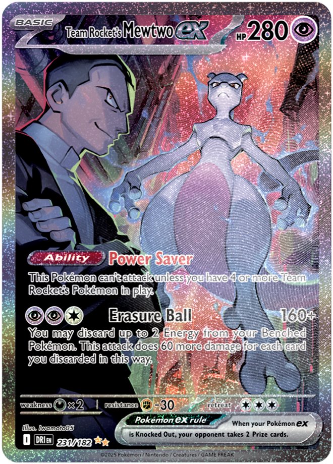 Official reveal of Team Rocket's Mewtwo ex special illustration rare #DestinedRivals