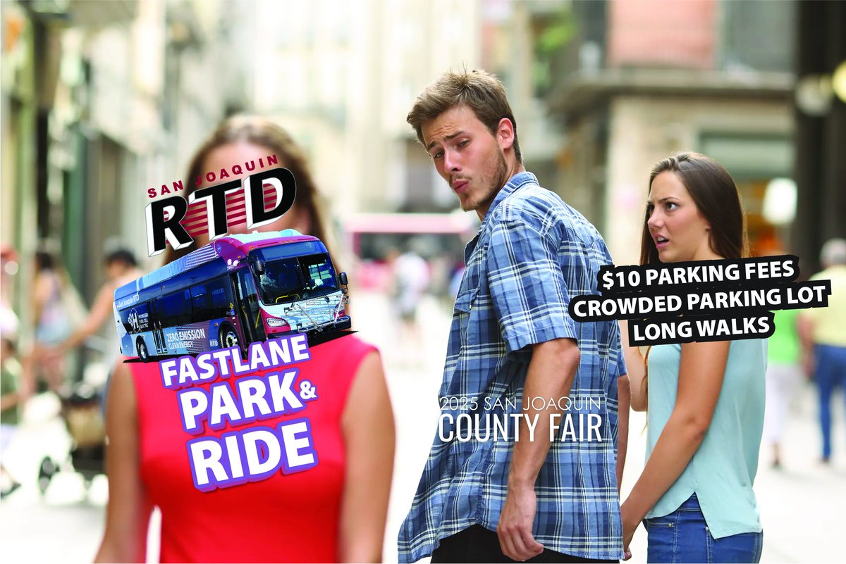 RTD’s Fast Lane Shuttle drops you off right at the gate at the County Fair. 
No parking fees. No dusty boots. No drama.
Every 30 mins 🎡

📍 Pick-up/Drop-off:
UEI College Lot ↔️ Fairgrounds Backstage Entrance

Learn more at sjRTD.com