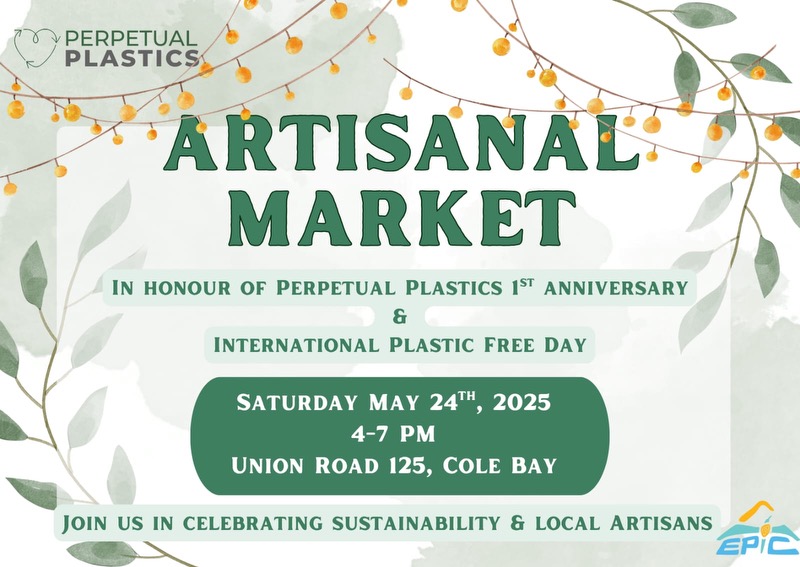 Join us to celebrate Perpetual Plastics' 1st anniversary on International Plastic Free Day at our artisanal market, Saturday, May 24th! 🌍✨ Vendors selling sustainable items. Interested in a vendor slot? WhatsApp +1 721 580 5240!