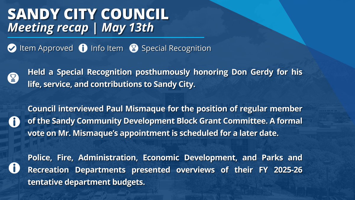 Missed last night's City Council meeting? Here's a recap! You can also watch a recording of last night's meeting here: tinyurl.com/47x5fcf6