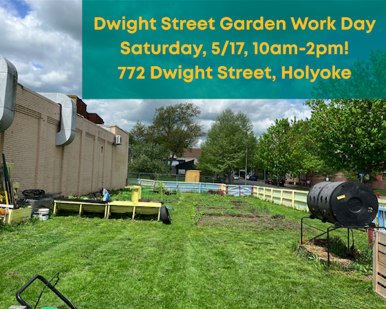 At Dwight Street Garden, we care for each other by growing fresh food, and gathering in community together! 

Join us Saturday from 10am-2pm to build new garden beds, construct our shed, and more.  #DwightStreetGarden #FoodJustice #Holyoke #NeighborToNeighbor #GardenTogether