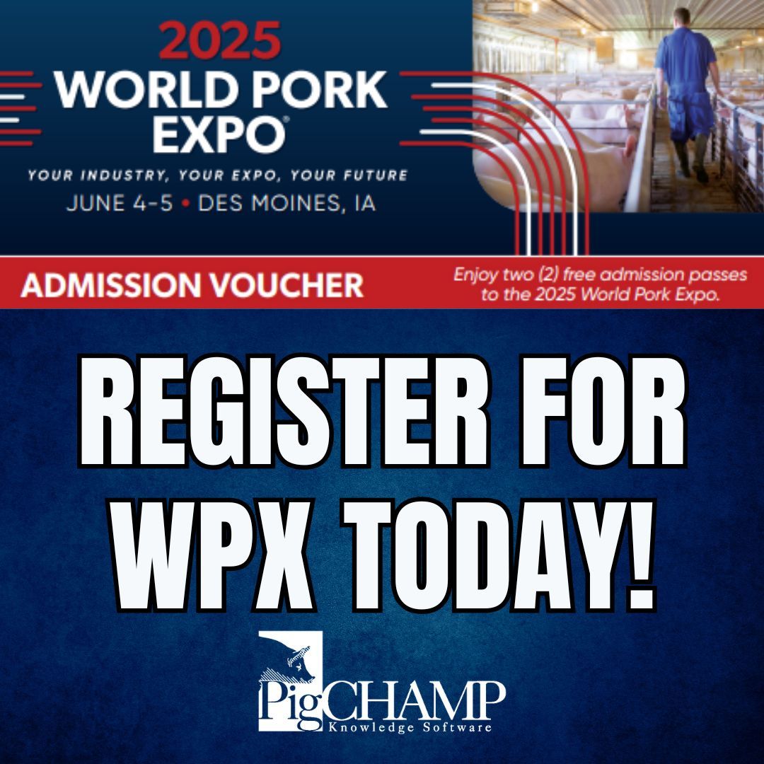 PigCHAMP (@pigchamp) on Twitter photo Get your <a href="/NPPCWPX/">World Pork Expo</a> Voucher today!
Register here : worldpork.org/register/
Please enter code: FARMS25 as-is (without spaces) to successfully register for free.
Your admission pass is good for both days. Limit two people per voucher.
#WPX25 Get your <a href="/NPPCWPX/">World Pork Expo</a> Voucher today!
Register here : worldpork.org/register/
Please enter code: FARMS25 as-is (without spaces) to successfully register for free.
Your admission pass is good for both days. Limit two people per voucher.
#WPX25