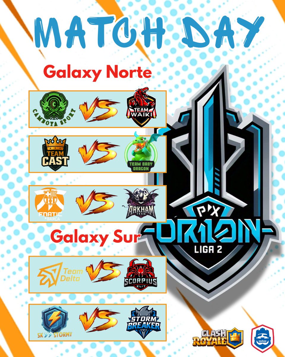 La arena PPX Orión le da la bienvenida a @FnaticXFCB y <a href="/ARKHAM_CR2/">ARKHAMCR</a> quienes hoy debutan 🔥🔥 <a href="/TeamWaikiPE/">TEAM WAIKI</a>  y Cast van invictos, <a href="/BABYDRAGON_ES/">TEAM BABY DRAGON 🐲</a> y Camboya tienen que ganar, <a href="/TDelta_CR/">Team Delta (Δ)</a> va por su 3er triunfo, Stormy, Scorpius y Storm peleando la 2da posición. ♥️🔄 #WeareOrion