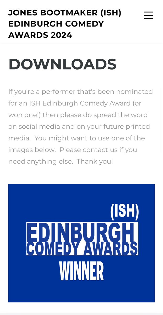 A reminder that if you won or were long/short-listed for an ISH Edinburgh Comedy Award in 2023 or 2024 you can use one of our logos on your 2025 publicity available on our website under the CONTACTS AND DOWNLOADS page here. Thank you! edinburghcomedyawards.com/contact.html #ishawards