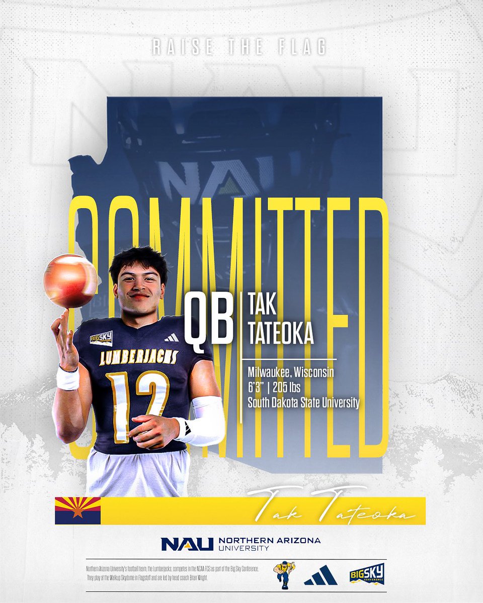 Tak Tateoka (@taktateoka) on Twitter photo Blessed to announce my commitment to Northern Arizona University! 🪓<a href="/Coachbwright4/">Brian Wright</a> <a href="/TimRoschmann/">Tim Roschmann</a> <a href="/NAU_Football/">NAU Football</a> Blessed to announce my commitment to Northern Arizona University! 🪓<a href="/Coachbwright4/">Brian Wright</a> <a href="/TimRoschmann/">Tim Roschmann</a> <a href="/NAU_Football/">NAU Football</a>