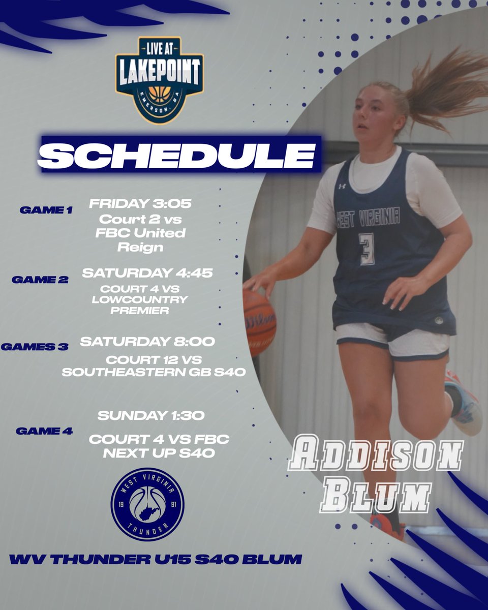 Addison Blum (@addisonblum2029) on Twitter photo Back at it again this weekend for the 2nd live period in Georgia. <a href="/WVThunderUAA/">West Virginia Thunder UAA</a> <a href="/WVThunderBlum/">WV Thunder 15U S40 (Blum)</a> <a href="/HHHuskiesGBB/">Hamilton Heights Womens Basketball</a> <a href="/JrAllStarBB/">Jr. All-Star Girls Basketball</a> <a href="/AsherScouting/">Asher Scouting</a> Back at it again this weekend for the 2nd live period in Georgia. <a href="/WVThunderUAA/">West Virginia Thunder UAA</a> <a href="/WVThunderBlum/">WV Thunder 15U S40 (Blum)</a> <a href="/HHHuskiesGBB/">Hamilton Heights Womens Basketball</a> <a href="/JrAllStarBB/">Jr. All-Star Girls Basketball</a> <a href="/AsherScouting/">Asher Scouting</a>