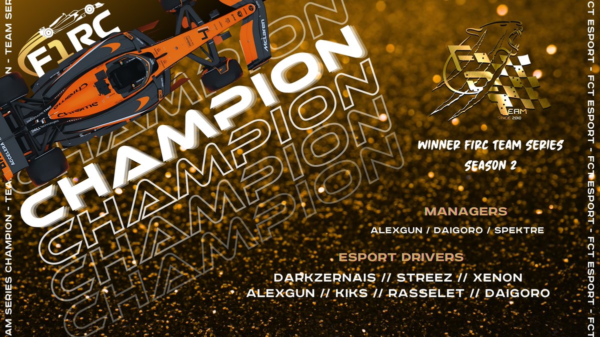 OPLITE F1RC by FcT (@f1rcbyfct) on Twitter photo 🔴LE TEAM SERIES 2, C'EST FINI !
Félicitations à la <a href="/Team_FcT/">Team FcT e-sport</a> et à son pôle F1 <a href="/TeamFcT_F1/">Team FcT e-Sport - Pôle F1</a> qui remporte ce TEAM SERIES 2 ! 🏆
🥇 <a href="/TeamFcT_F1/">Team FcT e-Sport - Pôle F1</a> 185 pts
🥈 <a href="/ZenithF1Team/">Zenith F1</a> 134 pts
🥉 <a href="/vMvCup/">vMvgroup. | Vil Vinde Multigaming</a> 132 pts
Rendez-vous l'année prochaine pour un TEAM SERIES 3 plus palpitant que jamais ! 🔴LE TEAM SERIES 2, C'EST FINI !
Félicitations à la <a href="/Team_FcT/">Team FcT e-sport</a> et à son pôle F1 <a href="/TeamFcT_F1/">Team FcT e-Sport - Pôle F1</a> qui remporte ce TEAM SERIES 2 ! 🏆
🥇 <a href="/TeamFcT_F1/">Team FcT e-Sport - Pôle F1</a> 185 pts
🥈 <a href="/ZenithF1Team/">Zenith F1</a> 134 pts
🥉 <a href="/vMvCup/">vMvgroup. | Vil Vinde Multigaming</a> 132 pts
Rendez-vous l'année prochaine pour un TEAM SERIES 3 plus palpitant que jamais !