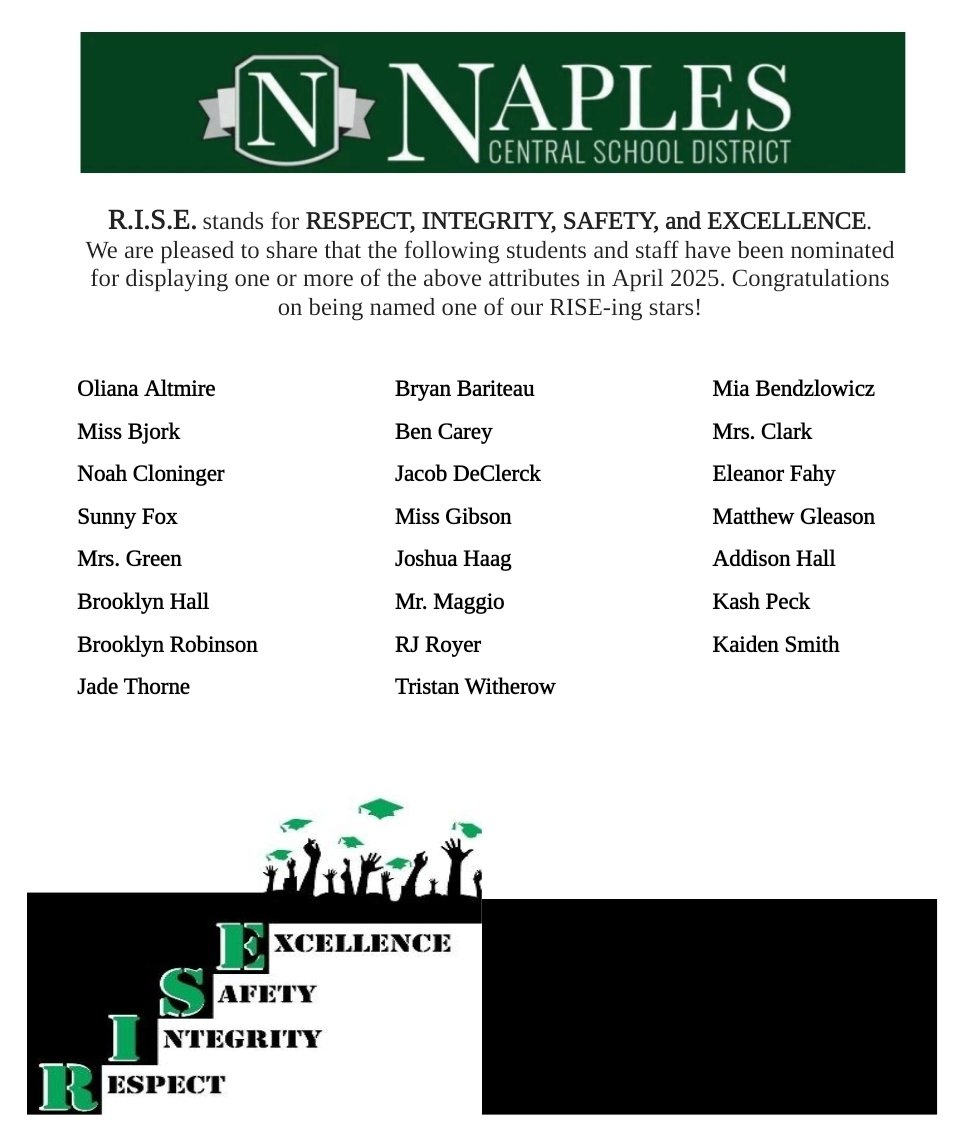 Congratulations to our Naples High School RISE Award recipients!