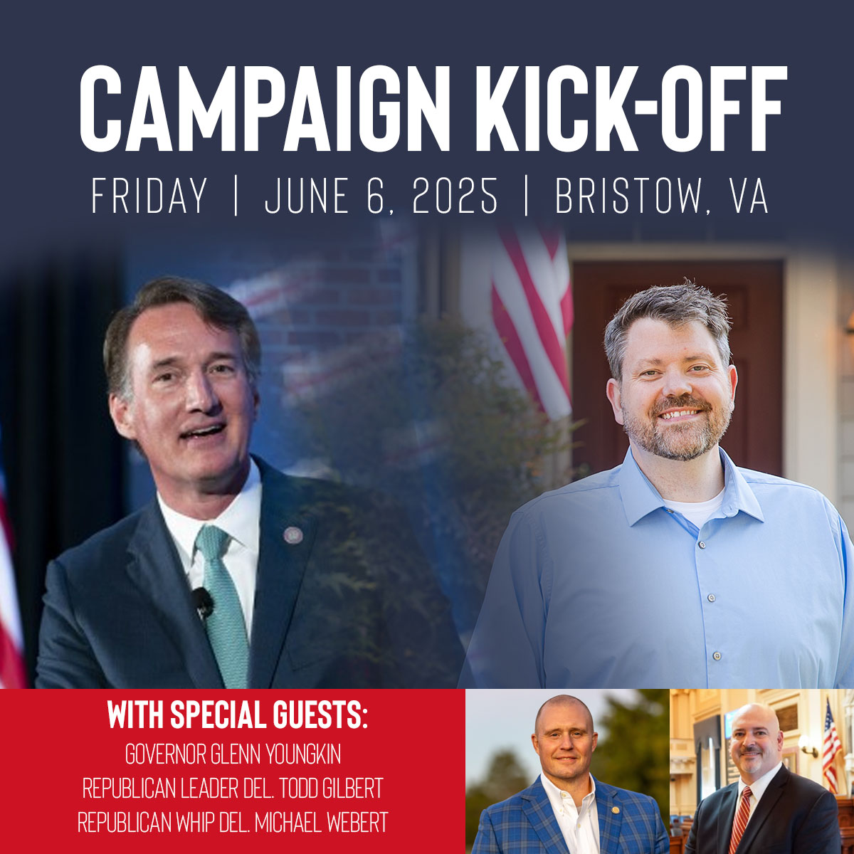 Delegate Ian Lovejoy (@iantlovejoy) on Twitter photo Please join me for our Campaign Kick-off event on June 6 with <a href="/GovernorVA/">Governor Glenn Youngkin</a>.
Details and RSVP here: secure.anedot.com/9f97ba84-eb66-… Please join me for our Campaign Kick-off event on June 6 with <a href="/GovernorVA/">Governor Glenn Youngkin</a>.
Details and RSVP here: secure.anedot.com/9f97ba84-eb66-…