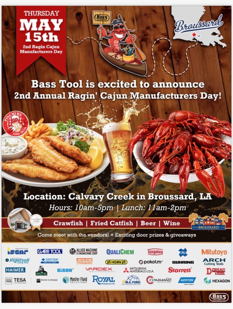 AdaseLlc's tweet photo. Adase Sales &amp; Marketing will be at this year's Ragin' Cajun, hosted by Bass Tool &amp; Supply, Inc., showcasing @BISONUSACorp  and @GorillaMills  alongside with @HAIMERUSA as well. Come on down if you're in the Louisiana area! #cnctooling #openhouse #cuttingtools https://t.co/e4I0j93O1x
