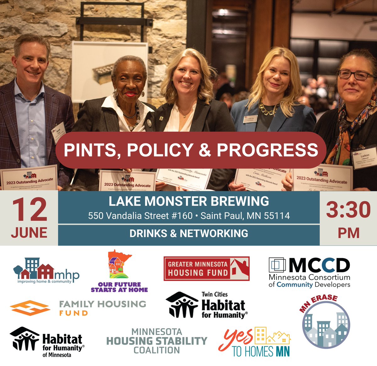 Join fellow housing advocates from 3:30 - 5:30 pm on June 12th at <a href="/LakeMonsterBrew/">Lake Monster Brewing</a> as we recognize, celebrate, and toast the hard work done by housing champions and lawmakers during the 2025 Legislative Session. Register here: eventbrite.com/e/pints-policy…