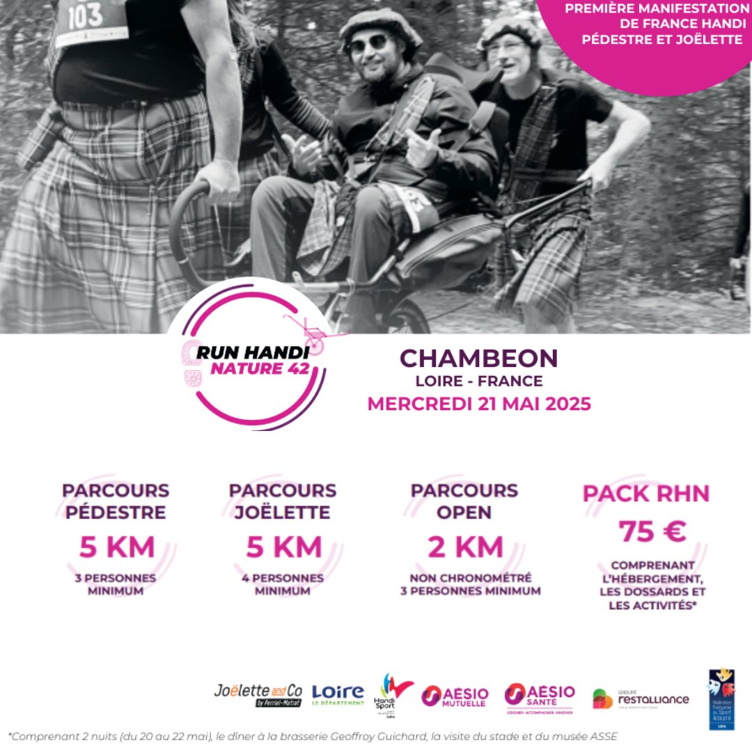 Le 21 mai prochain le département de la Loire accueillera la 4ème édition de la Run Handi Nature 42, la plus grande randonnée handi de France, accessible à pied, en fauteuil et en joëlette. 850 participants sont attendus au départ de cet événement placé sous le signe de