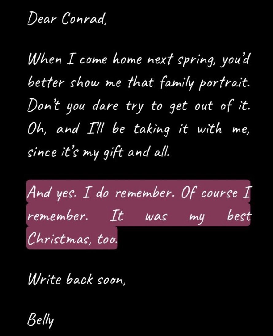 giulsforgiuls's tweet image. thinking about how we’ll probably see conrad receive and read belly’s postcard…