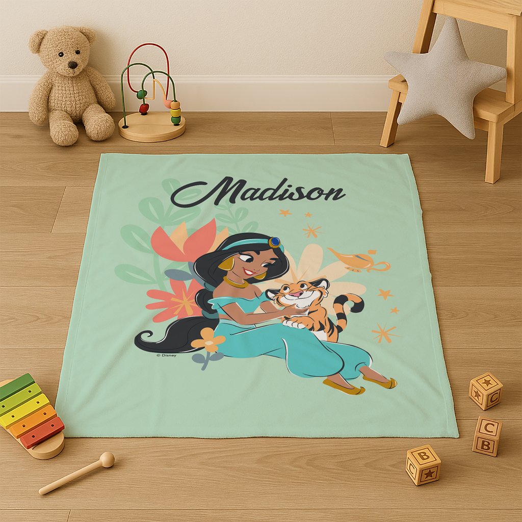 Cozy up your little one’s room with the magic of Princess Jasmine &amp; Rajah with this soft fleece blanket!  #Disney