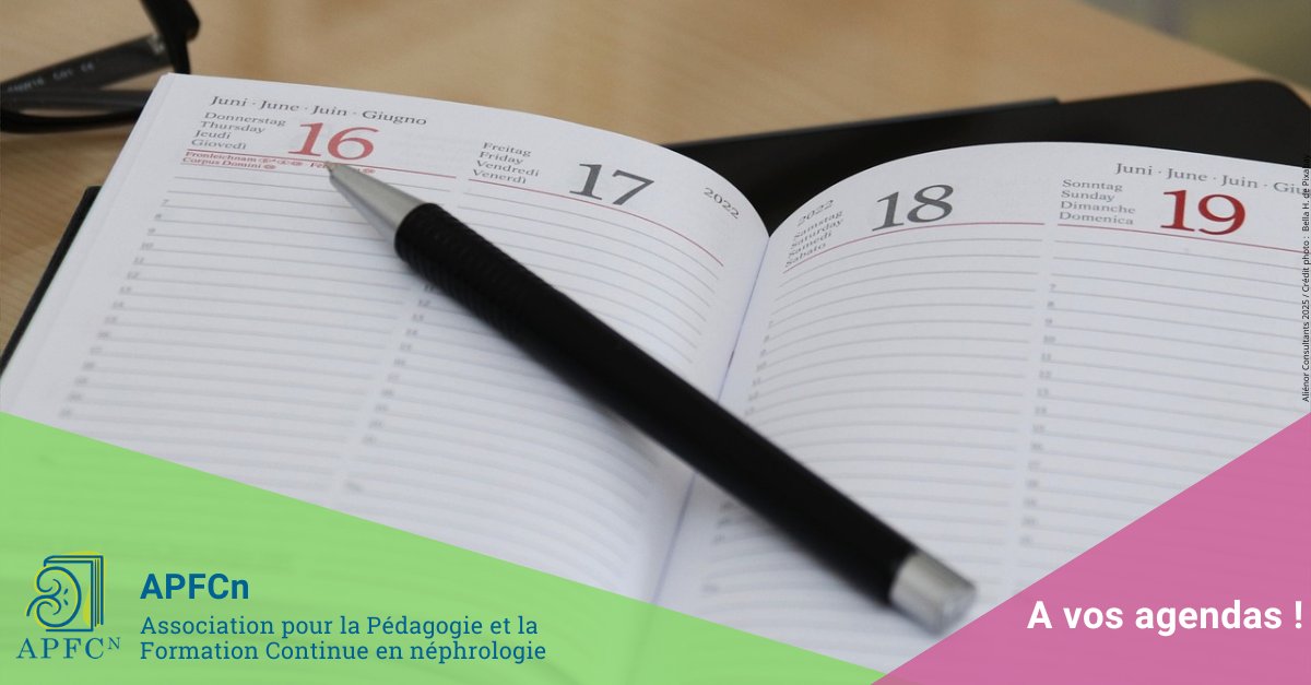 🚨𝗔 𝘃𝗼𝘀 𝗮𝗴𝗲𝗻𝗱𝗮𝘀 ! 
Réservez vos après-midis des 19 et 20/06 et participez au 𝗗𝗣𝗖 𝗣𝗵𝘆𝘀𝗶𝗼𝗹𝗼𝗴𝗶𝗲 &amp; 𝗛𝗧𝗔 en classe virtuelle. ✒️Programme &amp; inscriptions d'ici quelques jours...
🛜Restez connectés pour ne pas manquer notre actualité !  
#DPC #nephrologie