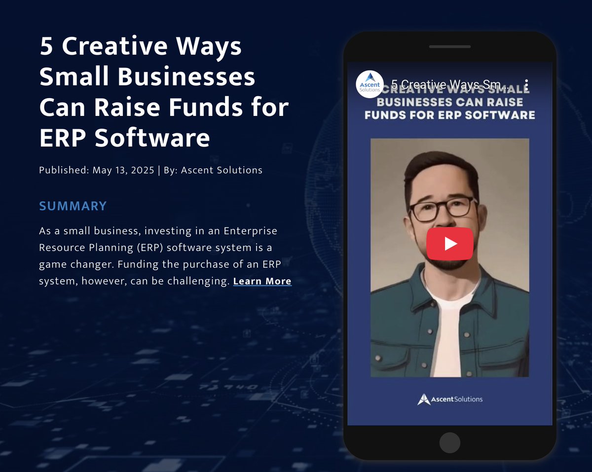 [Blog Alert] Ready to transform your operations but unsure how to fund your next ERP system? 💡 We explore creative ways to secure capital and make your digital transformation vision a reality: ascenterp.com/5-ways-raise-f…

#digitaltransformation #ERP #Salesforce #CloudERP