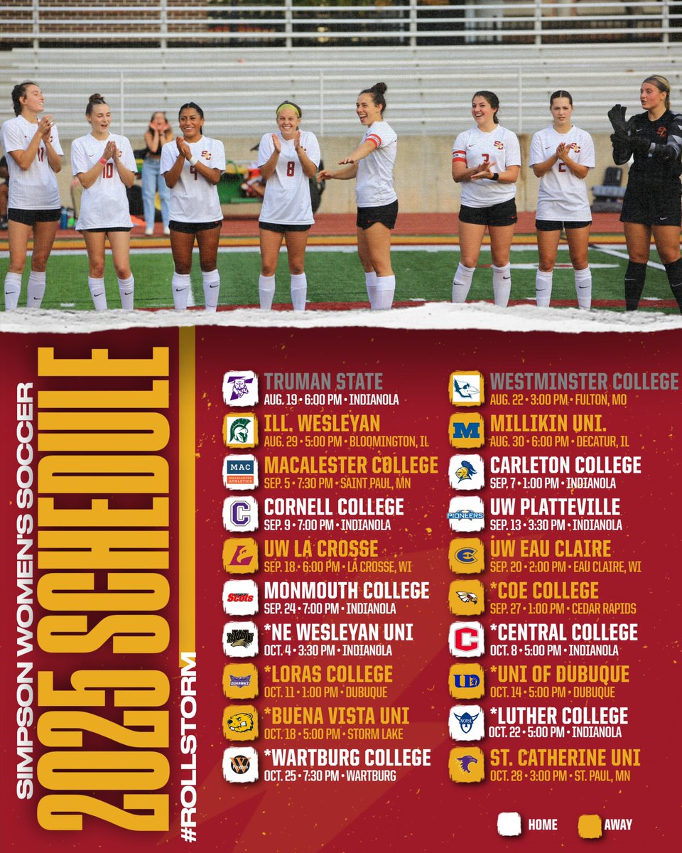🔥⚽️2025 Schedule Release⚽️🔥

We can’t wait to compete for an A-R-C Championship - this groups been putting in work! 

Enjoy your summers, but mark your calendars. It’s going to be a FUN fall of Simpson Soccer! 

#RollStorm