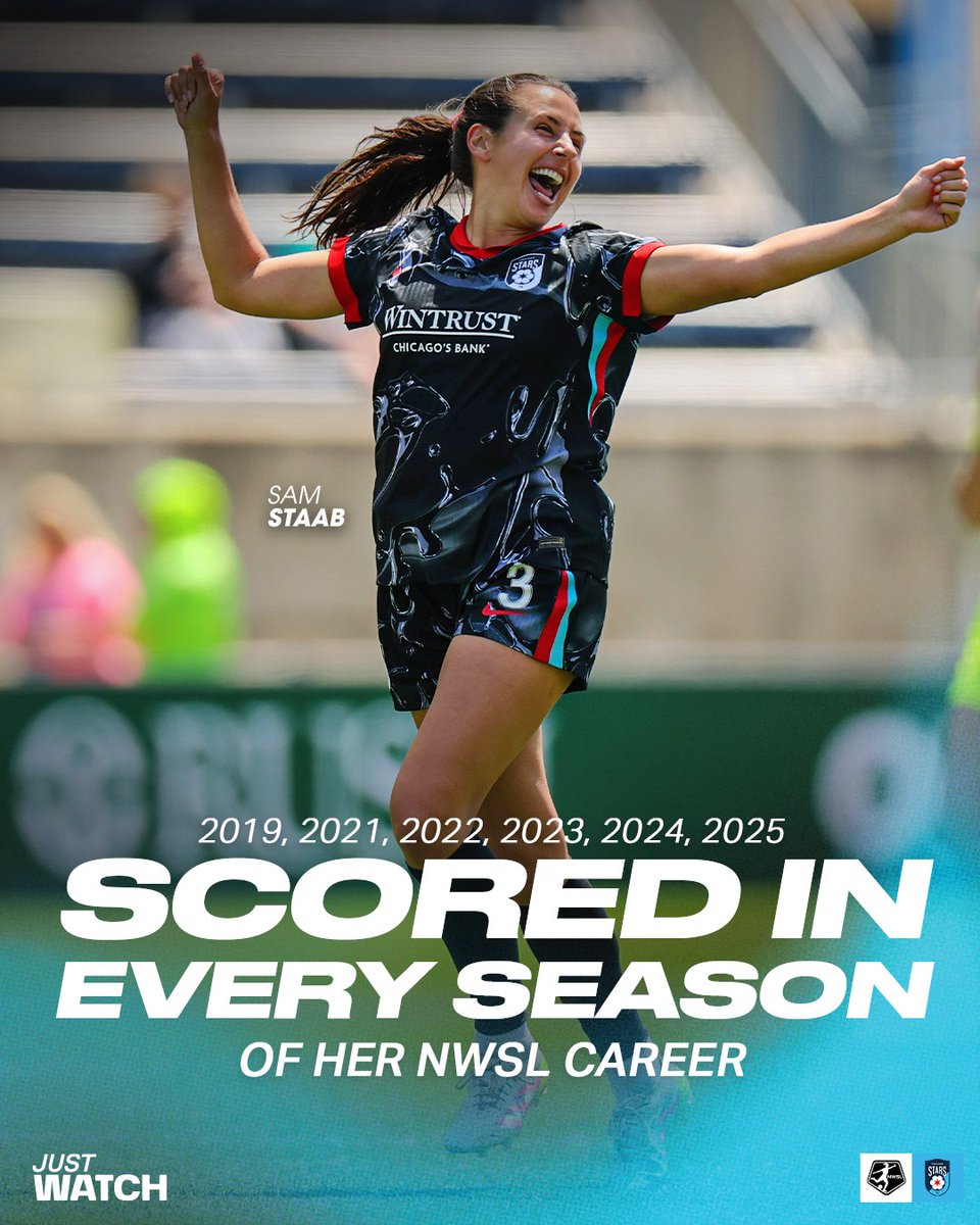 NWSL's tweet image. A goal a year keeps the streak going ✨

Sam Staab has scored in every regular season of her NWSL career—one goal per year like clockwork! 🕰️