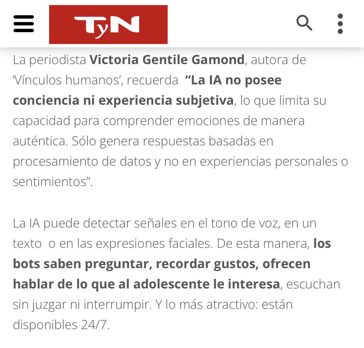 Victoria Gentile (@victoriagentile) on Twitter photo Muchas gracias <a href="/TyNMagazine/">TyN Magazine</a> por incluirme en esta nota. 🤖 👏
Leé la nota completa acá: tynmagazine.com/tener-un-amigo…
#VínculosHumanos #Comunicación #IA #InteligenciaArtificial #Chatbots #RelacionesDigitales #LaConsultora #TyNMagazine Muchas gracias <a href="/TyNMagazine/">TyN Magazine</a> por incluirme en esta nota. 🤖 👏
Leé la nota completa acá: tynmagazine.com/tener-un-amigo…
#VínculosHumanos #Comunicación #IA #InteligenciaArtificial #Chatbots #RelacionesDigitales #LaConsultora #TyNMagazine